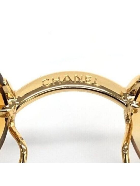 Chanel Vintage Sunglasses Rhinestone CC Logo Rimless Gradient Gold Orange main image 7